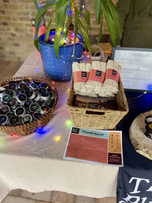 Christmas market table display